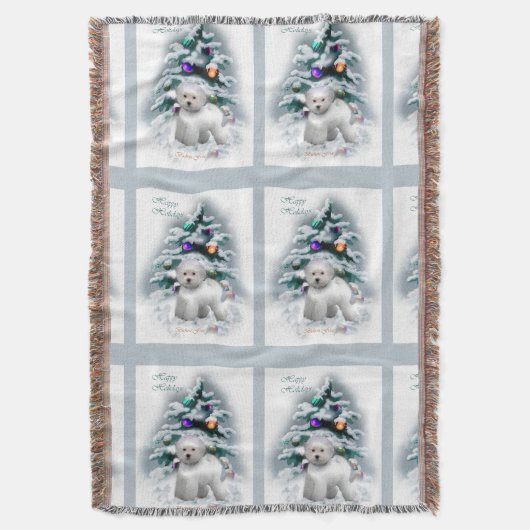 Bichon Frise Kerstmis Deken (Voorkant Verticaal)