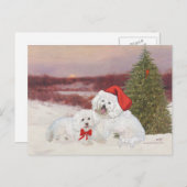 Bichon Frise Kerstmis Feestdagenkaart (Voorkant / Achterkant)