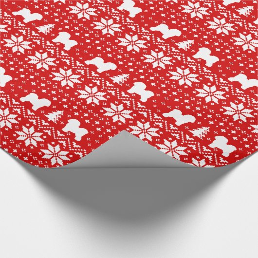 Bichon Frise Kerstmis Hogs Holiday Pattern Red Cadeaupapier (Hoek)