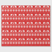 Bichon Frise Kerstmis Hogs Holiday Pattern Red Cadeaupapier (Vlak)