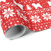 Bichon Frise Kerstmis Hogs Holiday Pattern Red Cadeaupapier (Rol Hoek)