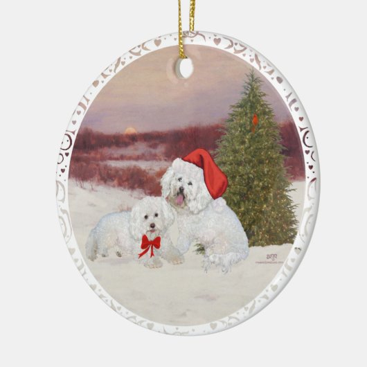 Bichon Frise Kerstmis Keramisch Ornament (Links)