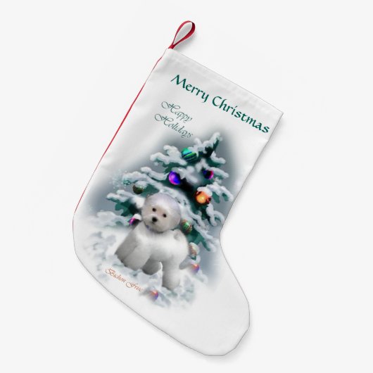 Bichon Frise Kerstmis Kleine Kerstsok (Voorkant (Hangend))