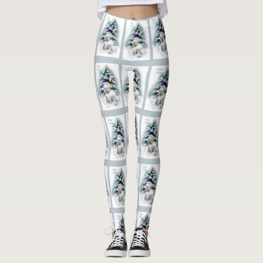 Bichon Frise Kerstmis Leggings (Voorkant)