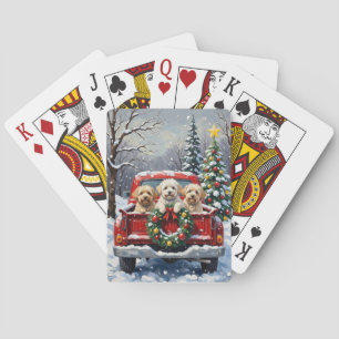 Bichon Frise Kerstmis Rode Truck Vakantie Pokerkaarten