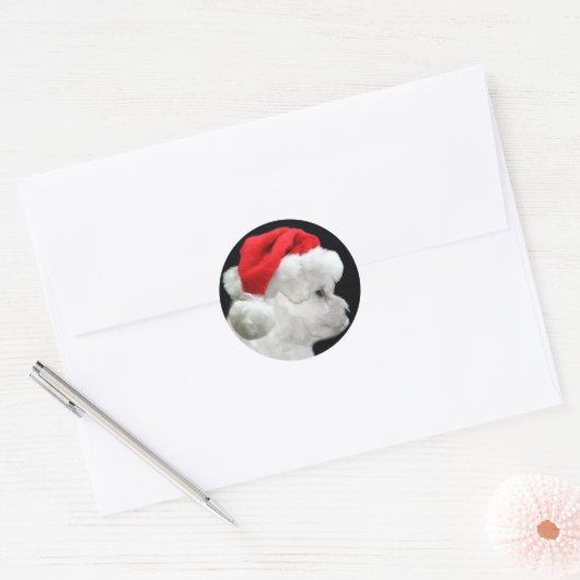Bichon Frise Kerstmis Ronde Sticker (Envelop)