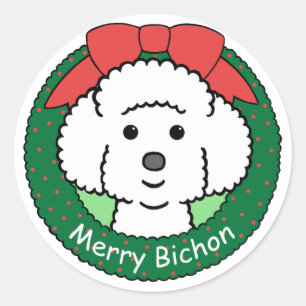 Bichon Frise Kerstmis Ronde Sticker