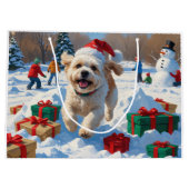 Bichon Frise Kerstmis Sneeuwlandschap Groot Cadeauzakje (Achterkant)