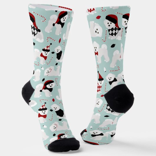 Bichon Frise Kerstmis Sokken (Gebogen)