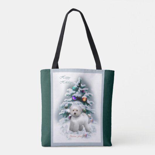 Bichon Frise Kerstmis Tote Bag (Achterkant)