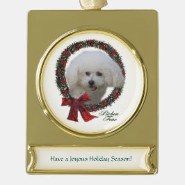 Bichon Frise Kerstmis Verguld Banner Ornament