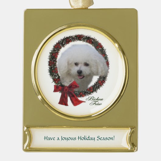 Bichon Frise Kerstmis Verguld Banner Ornament (Voorkant)