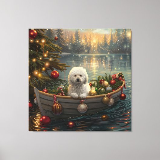 Bichon Frise kerstvakantie Canvas Afdruk (Voorkant)