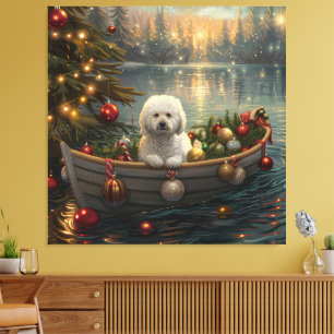 Bichon Frise kerstvakantie Canvas Afdruk
