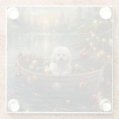 Bichon Frise kerstvakantie Glazen Onderzetter (Achterkant)