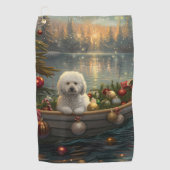 Bichon Frise kerstvakantie Golfhanddoek (Voorkant)