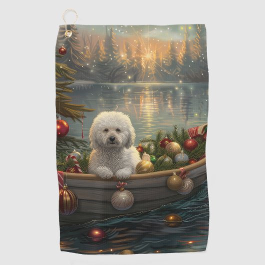 Bichon Frise kerstvakantie Golfhanddoek (Voorkant)
