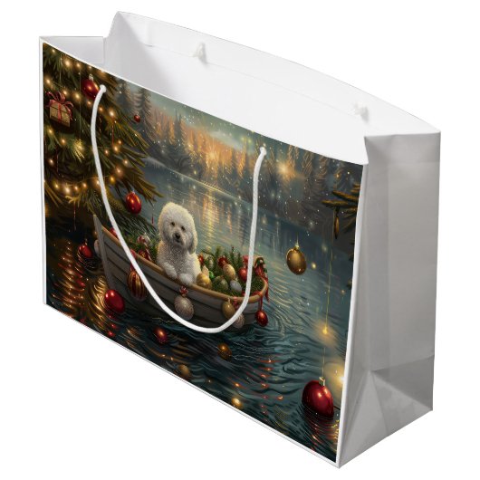 Bichon Frise kerstvakantie Groot Cadeauzakje (Achterkant Gekanteld)