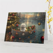 Bichon Frise kerstvakantie Kaart (Gele Bloem)