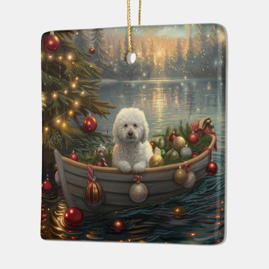 Bichon Frise kerstvakantie Keramisch Ornament (Links)