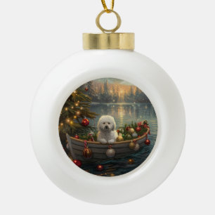 Bichon Frise kerstvakantie Keramische Bal Ornament