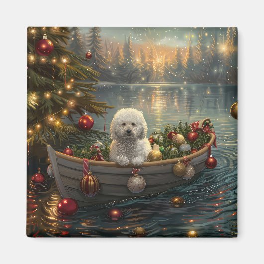 Bichon Frise kerstvakantie Magneet (Voorkant)