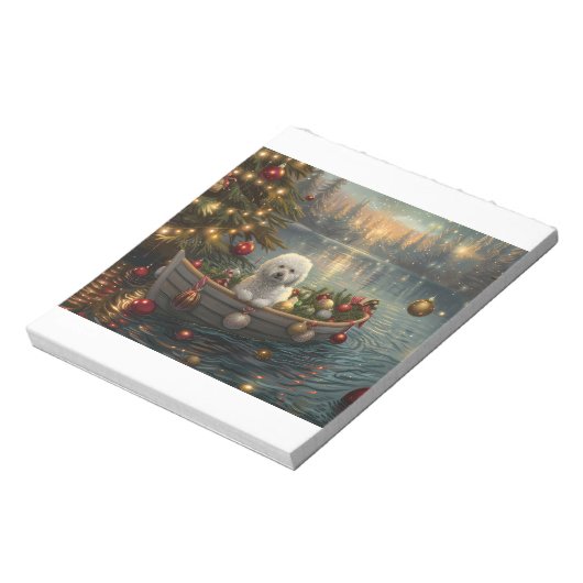 Bichon Frise kerstvakantie Notitieblok (Linkerzijde)