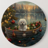 Bichon Frise kerstvakantie Ronde Button 6,0 Cm (Voorkant)