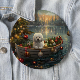 Bichon Frise kerstvakantie Ronde Button 6,0 Cm
