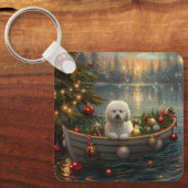 Bichon Frise kerstvakantie Sleutelhanger (Voorkant)