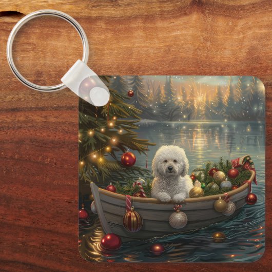 Bichon Frise kerstvakantie Sleutelhanger (Voorkant)