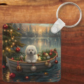 Bichon Frise kerstvakantie Sleutelhanger (Achterkant)