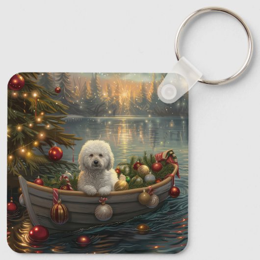 Bichon Frise kerstvakantie Sleutelhanger (Achterkant)