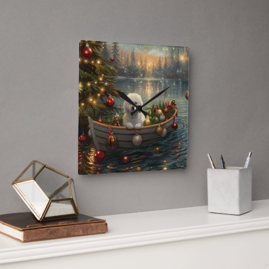 Bichon Frise kerstvakantie Vierkante Klok (Kantoor)