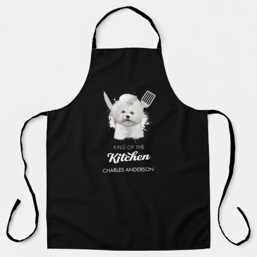 Bichon Frise King van de Keukenkoning Dog Chef Schort (Voorkant)