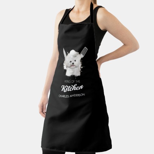 Bichon Frise King van de Keukenkoning Dog Chef Schort (Insitu)
