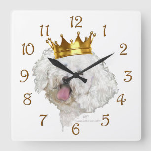 Bichon Frise Koning Vierkante Klok