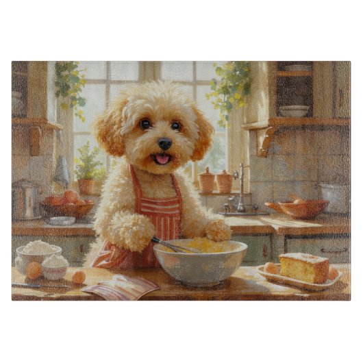 Bichon Frise Kookt in Keuken Snijplank (Voorkant)