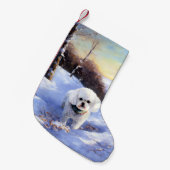 Bichon Frise Laat het Sneeuwen Kerstmis Kleine Kerstsok (Voorkant (Hangend))
