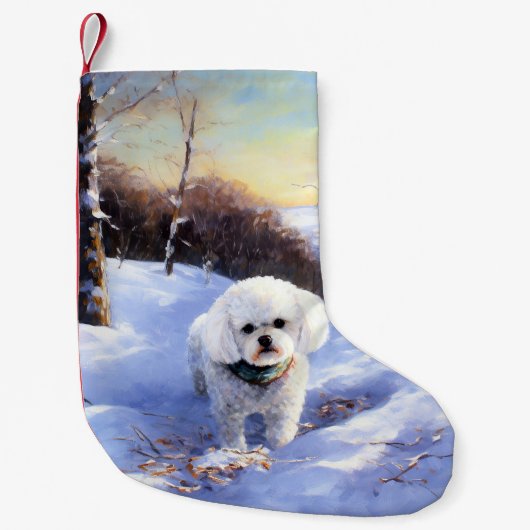 Bichon Frise Laat het Sneeuwen Kerstmis Kleine Kerstsok (Voorkant)