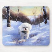 Bichon Frise Laat het Sneeuwen Kerstmis Muismat (Voorkant)