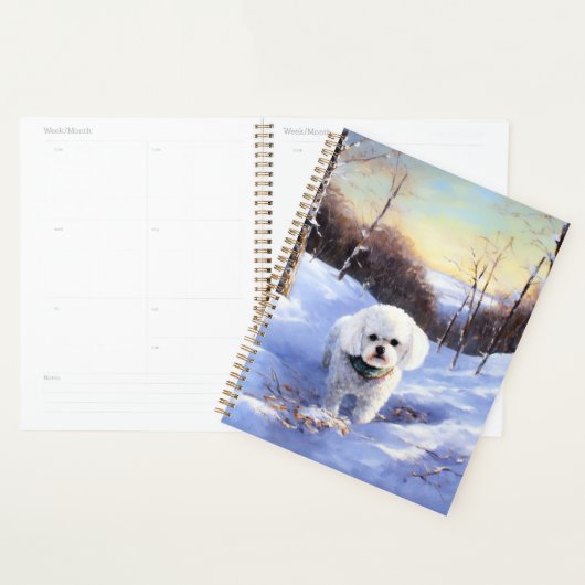 Bichon Frise Laat het Sneeuwen Kerstmis  Planner (Display)