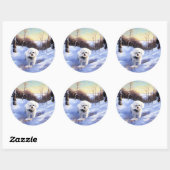 Bichon Frise Laat het Sneeuwen Kerstmis Ronde Sticker (Vel)