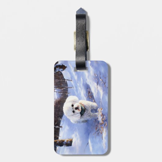 Bichon Frise Laat het sneeuwKerstmis Bagagelabel (Achterkant verticaal)