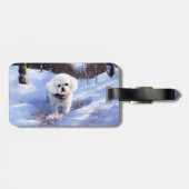 Bichon Frise Laat het sneeuwKerstmis Bagagelabel (Achterkant horizontaal)