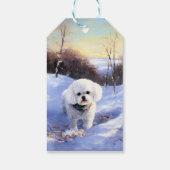Bichon Frise Laat het sneeuwKerstmis Cadeaulabel (Achterkant)