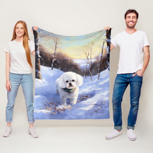 Bichon Frise Laat het sneeuwKerstmis Fleece Deken (In situ)