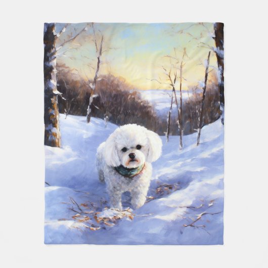 Bichon Frise Laat het sneeuwKerstmis Fleece Deken (Voorkant)