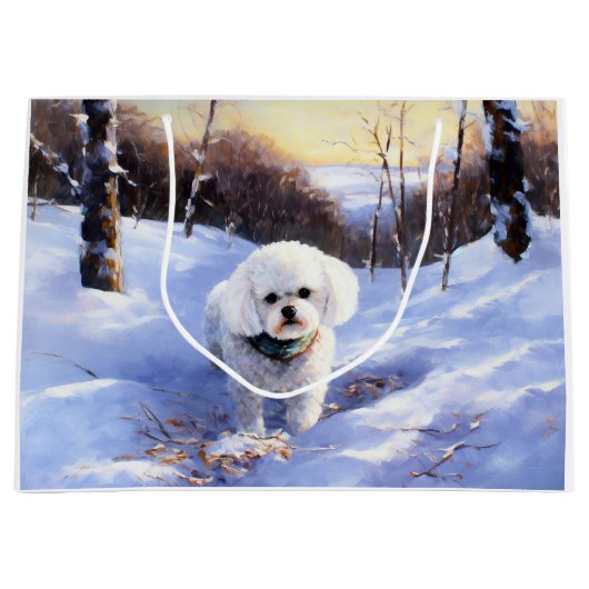 Bichon Frise Laat het sneeuwKerstmis Groot Cadeauzakje (Voorkant)