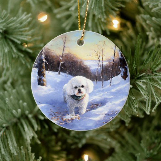 Bichon Frise Laat het sneeuwKerstmis Keramisch Ornament (Boom)